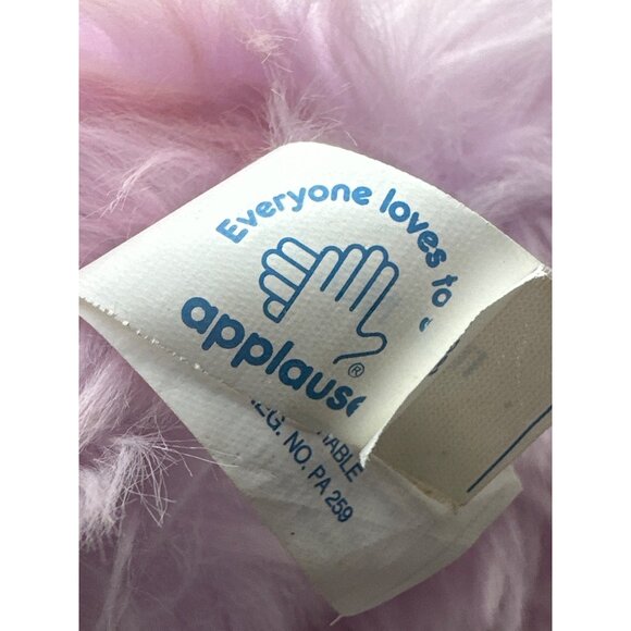 Applause Fluffy Bunny Rabbit Plush Pink Purple Bow Soft & Cuddly 12" - Picture 5 of 6